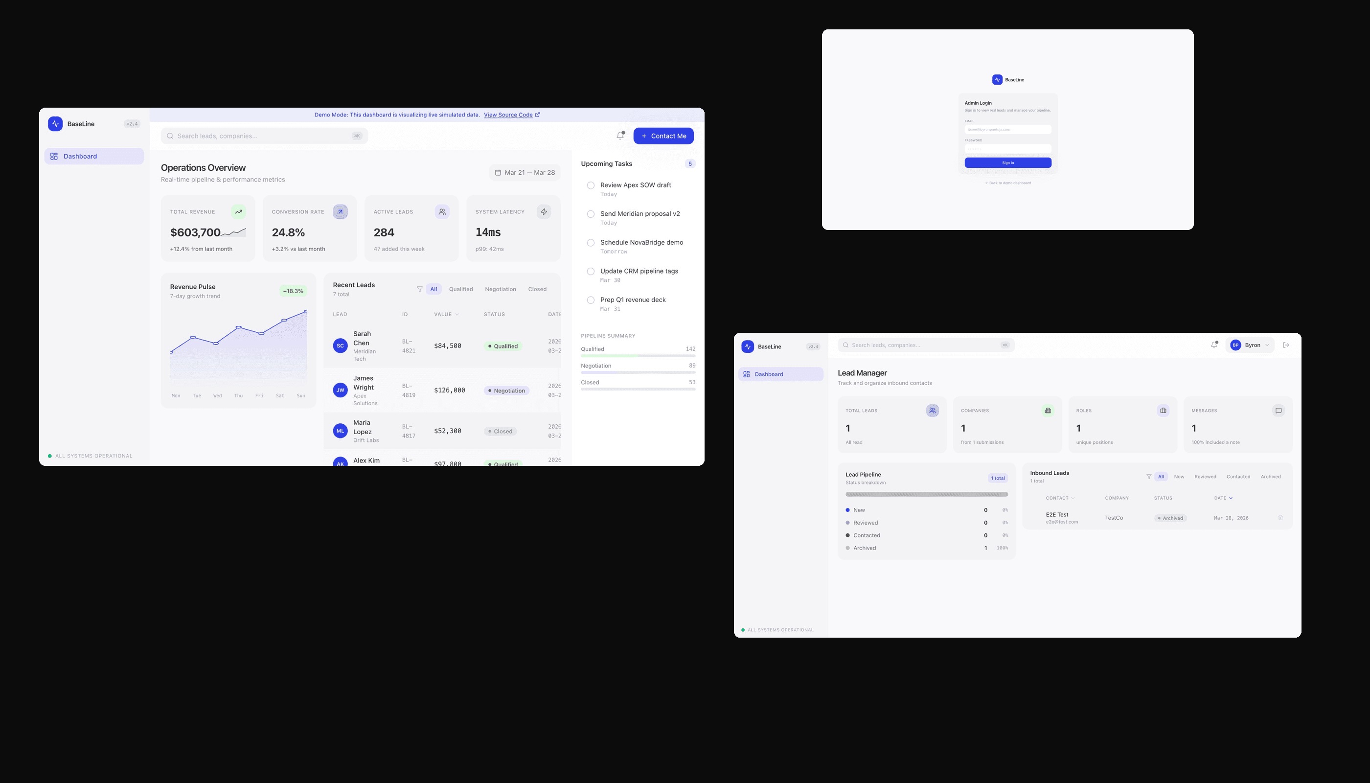 BaseLine — operations dashboard screenshot